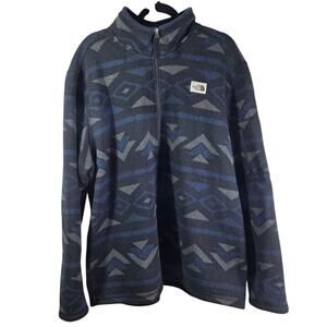 The North Face Mens Blue Aztec 1/2 Zip‎ Fleece XXL Outdoor Hiking Pullover Coat